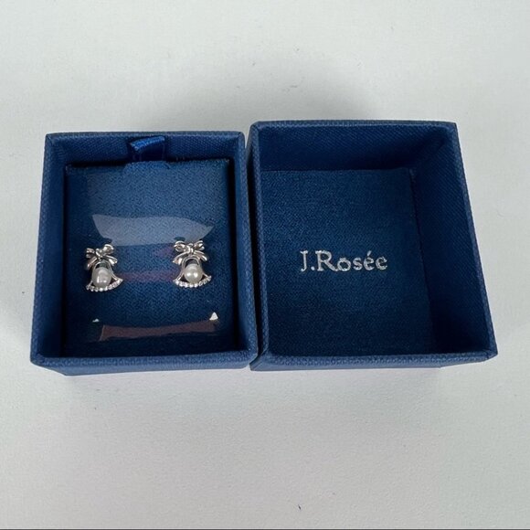 Nib - J.Rosée Chic Women 925 Sterling Silver, White Pearl Stud Earrings. - Picture 1 of 6